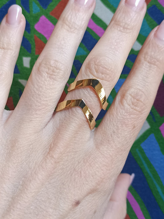 Golden boho ring two v