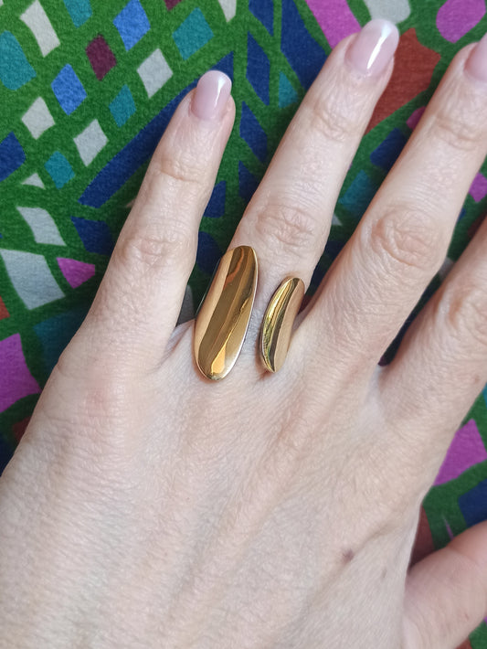 Golden boho open band ring