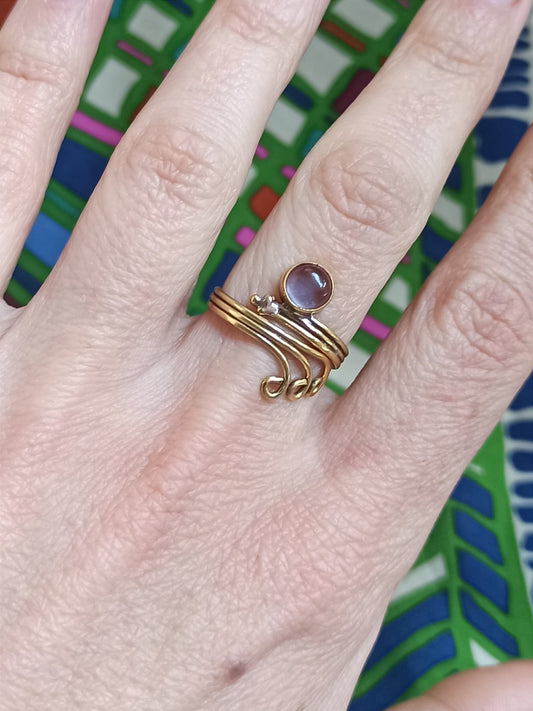 Golden boho curls ring