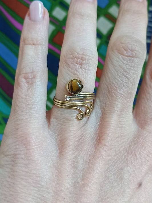 Golden boho curls ring