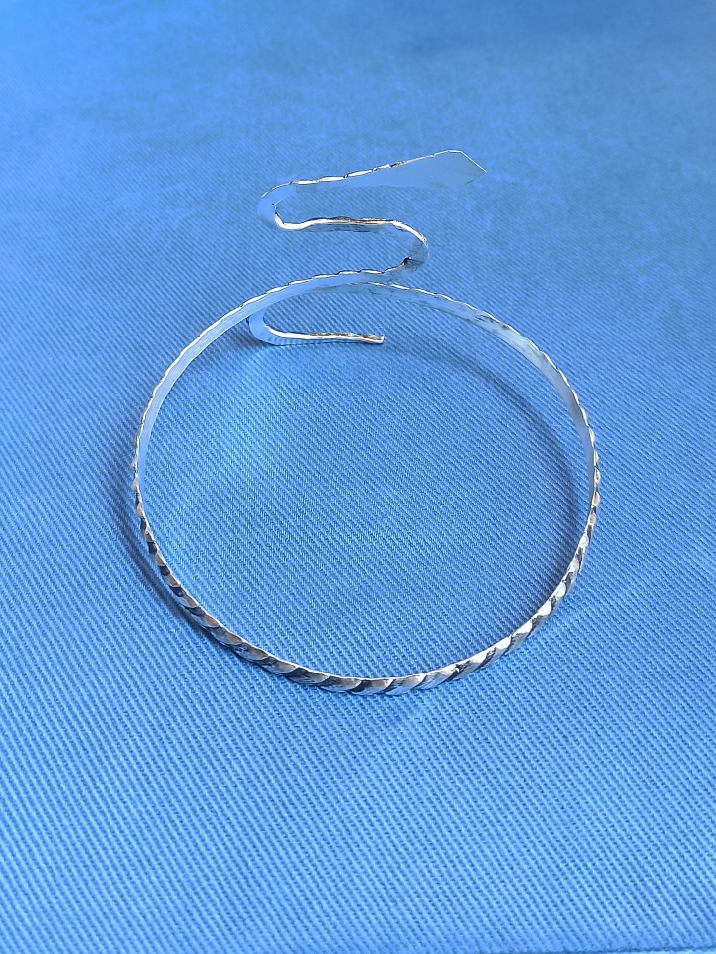 Silver striped snake arm bracelet