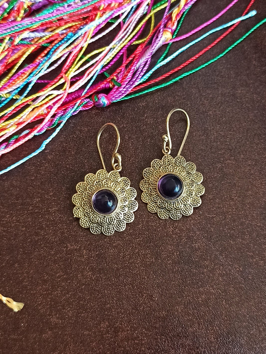 Sunflower golden boho earrings