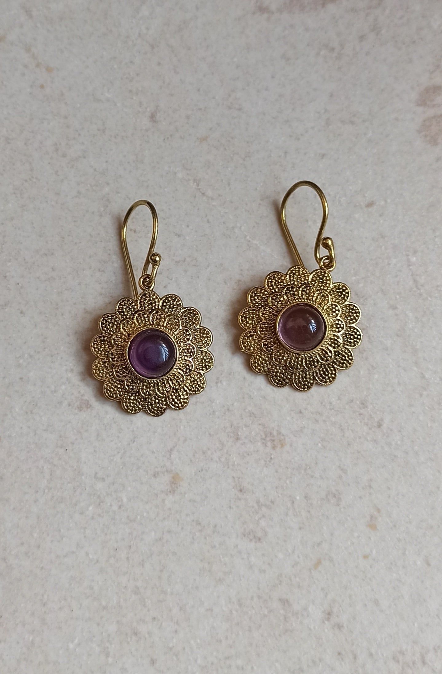 Sunflower golden boho earrings