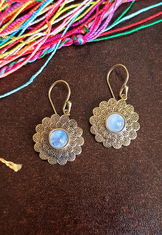 Sunflower golden boho earrings