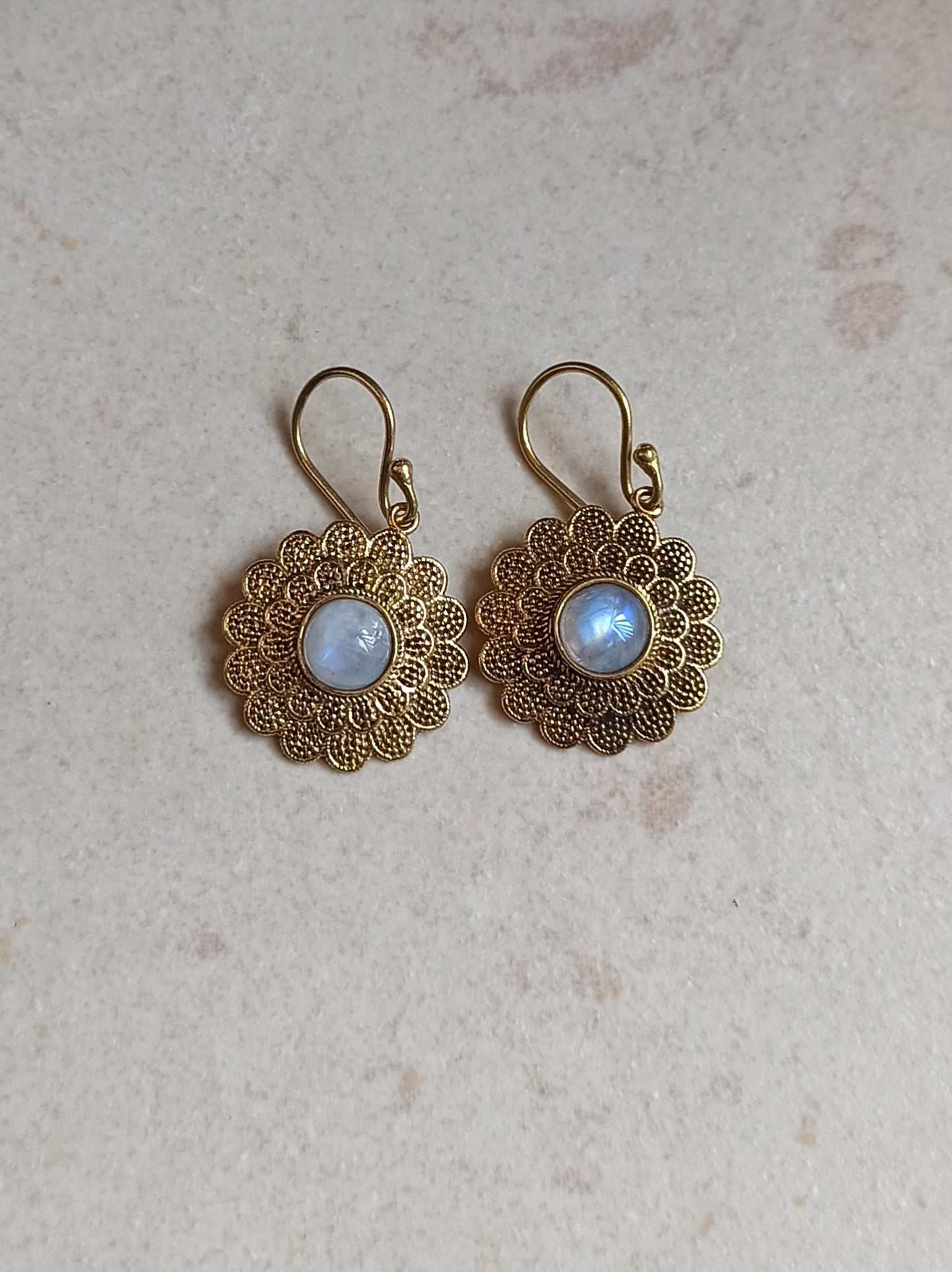 Sunflower golden boho earrings