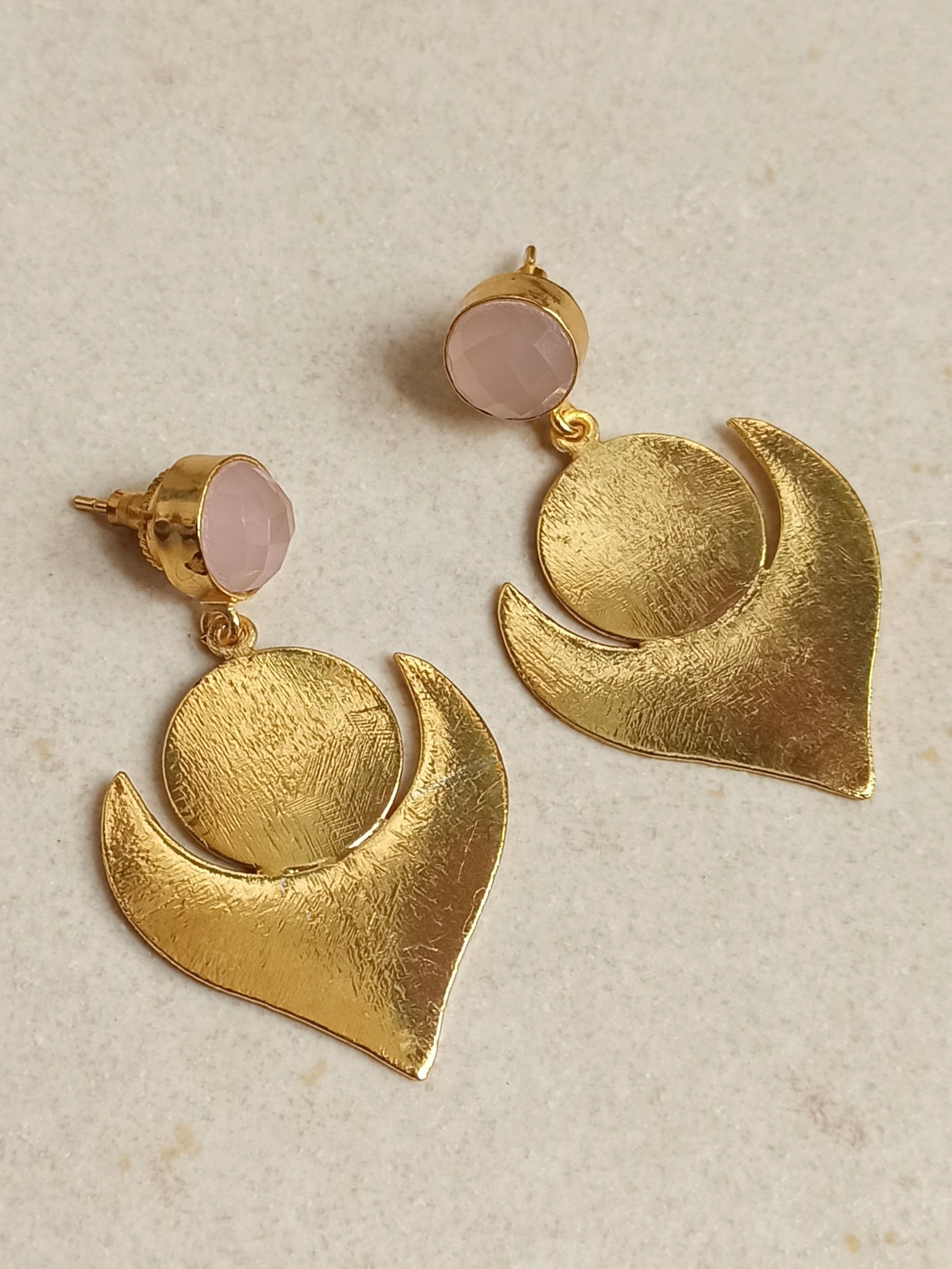 Golden rose leaf earrings