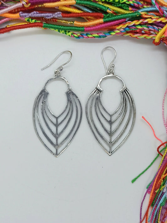 Tribal tip silver boho earrings