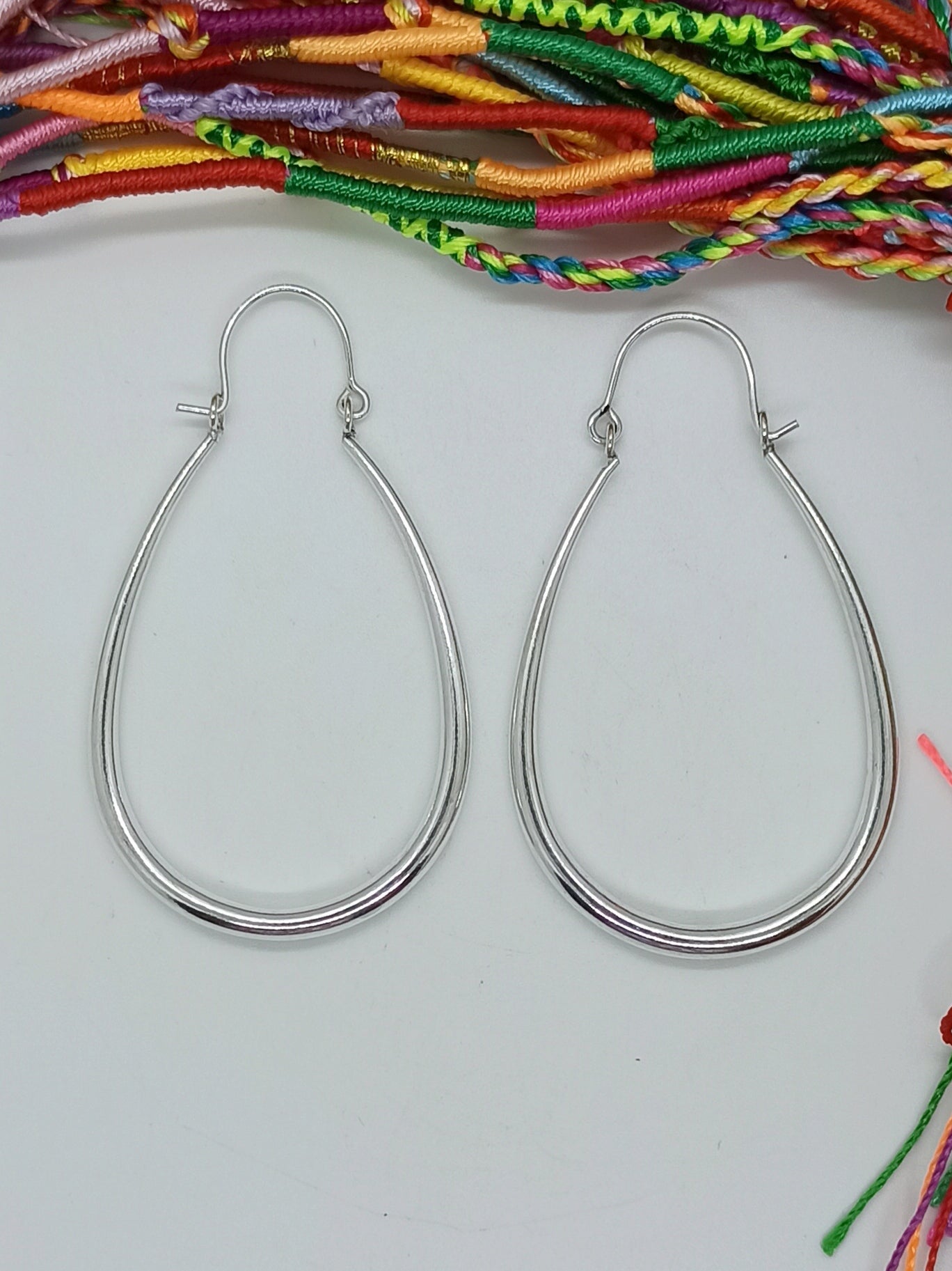 Smooth oval silver boho earrings