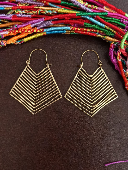 Golden boho fan earrings