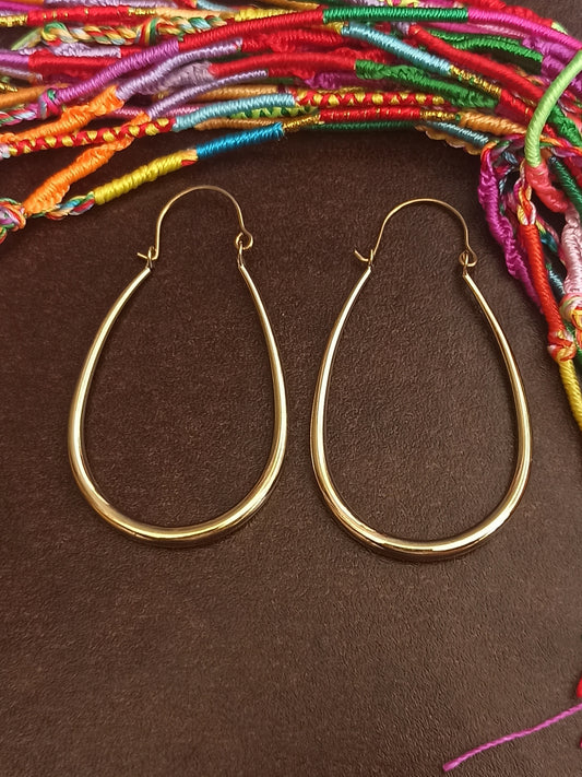 Smooth oval golden boho earrings