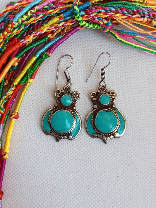 Vintage turquoise Nepalese earrings