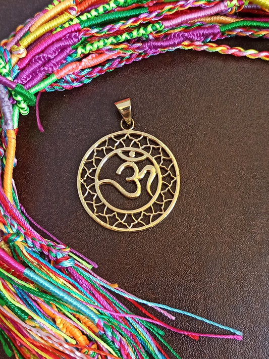 Golden necklace with circle ohm pendant