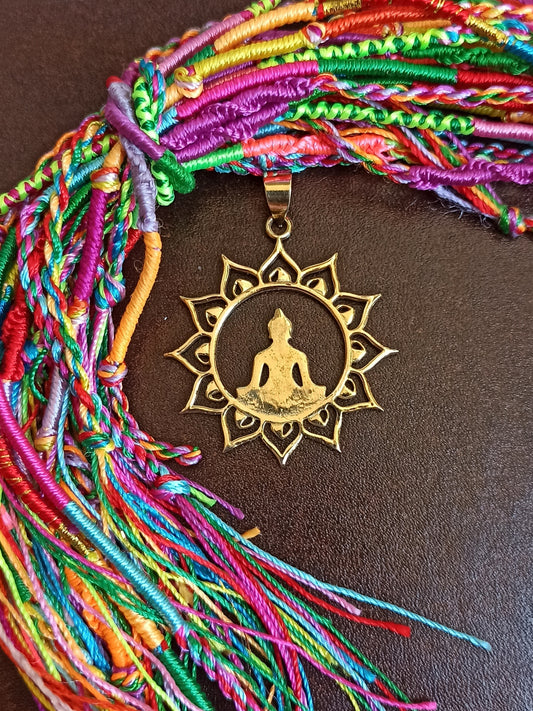 Golden necklace with buddha in the sun pendant