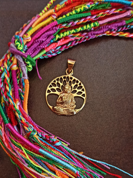 Golden necklace with buddha pendant in relief