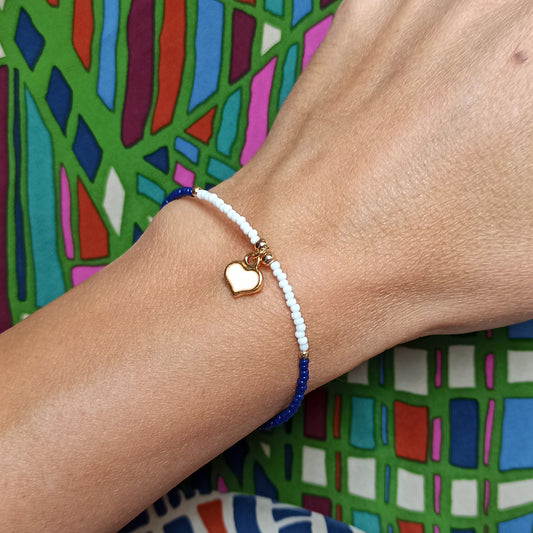 Thin white heart bracelet