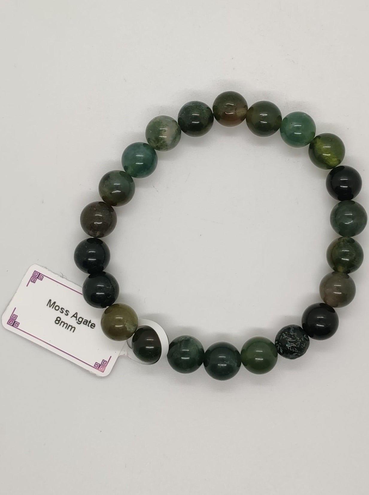 Bracciale elasticizzato pietre dure agata di muschio moss agate