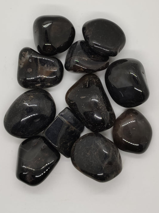 Black Onyx hard tumbled single mineral stone