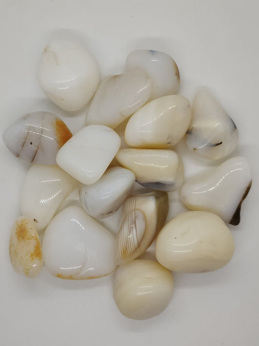 White Opal tumbled single mineral hard stone