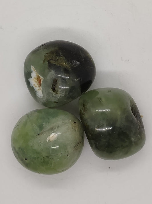 Prehnite single mineral tumbled hard stone