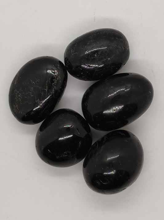 Black Tourmaline tumbled single mineral hard stone