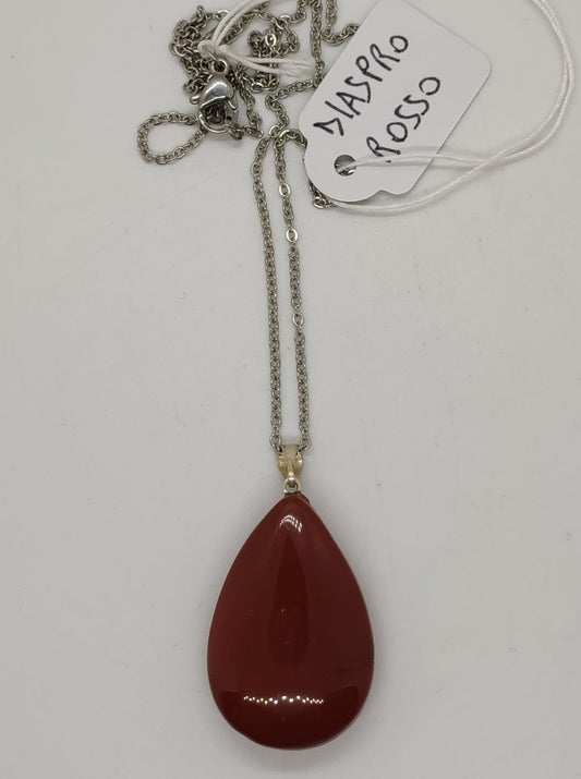 Red jasper semiprecious stone drop pendant