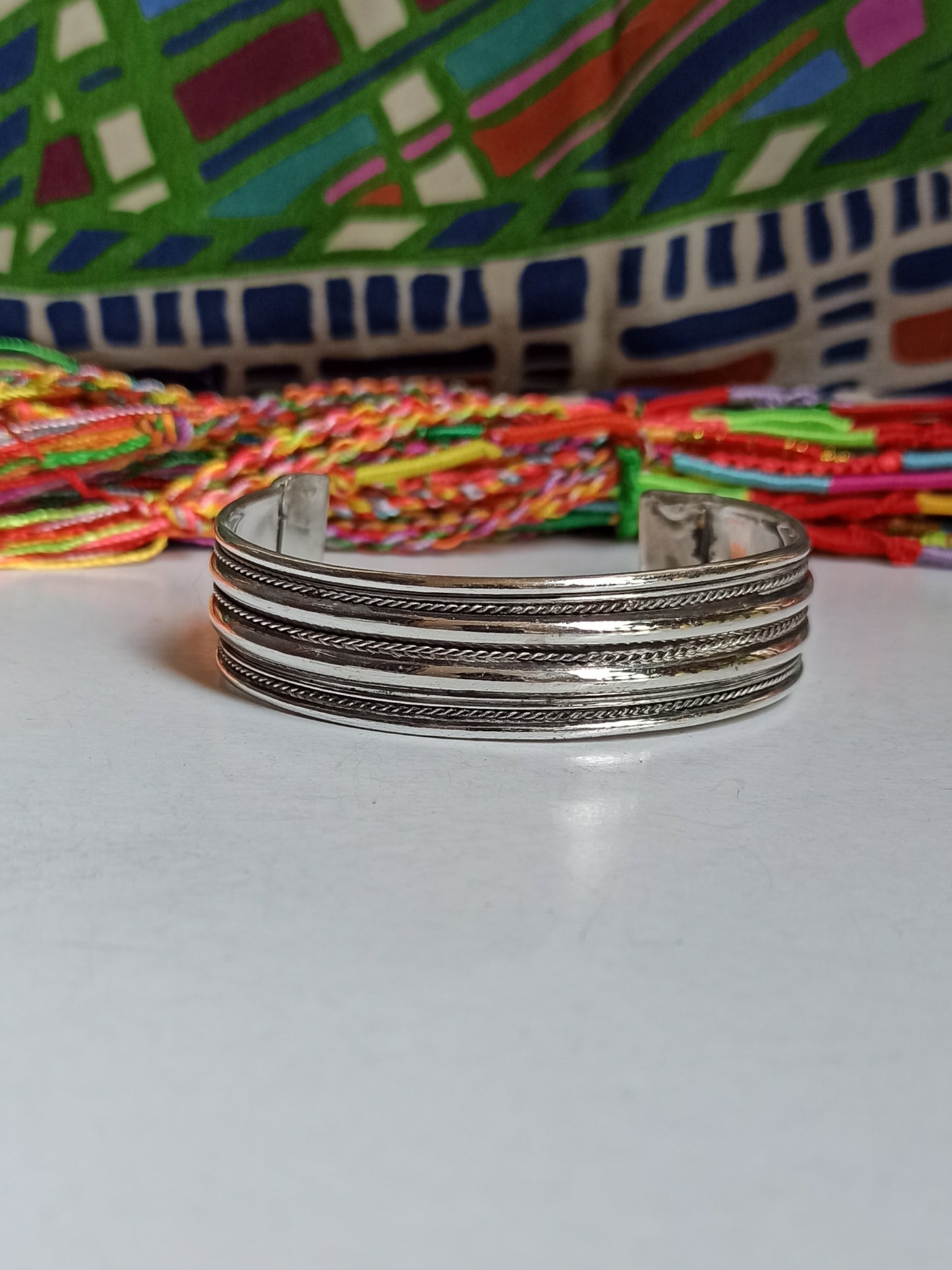 Thin silver bangle bracelet