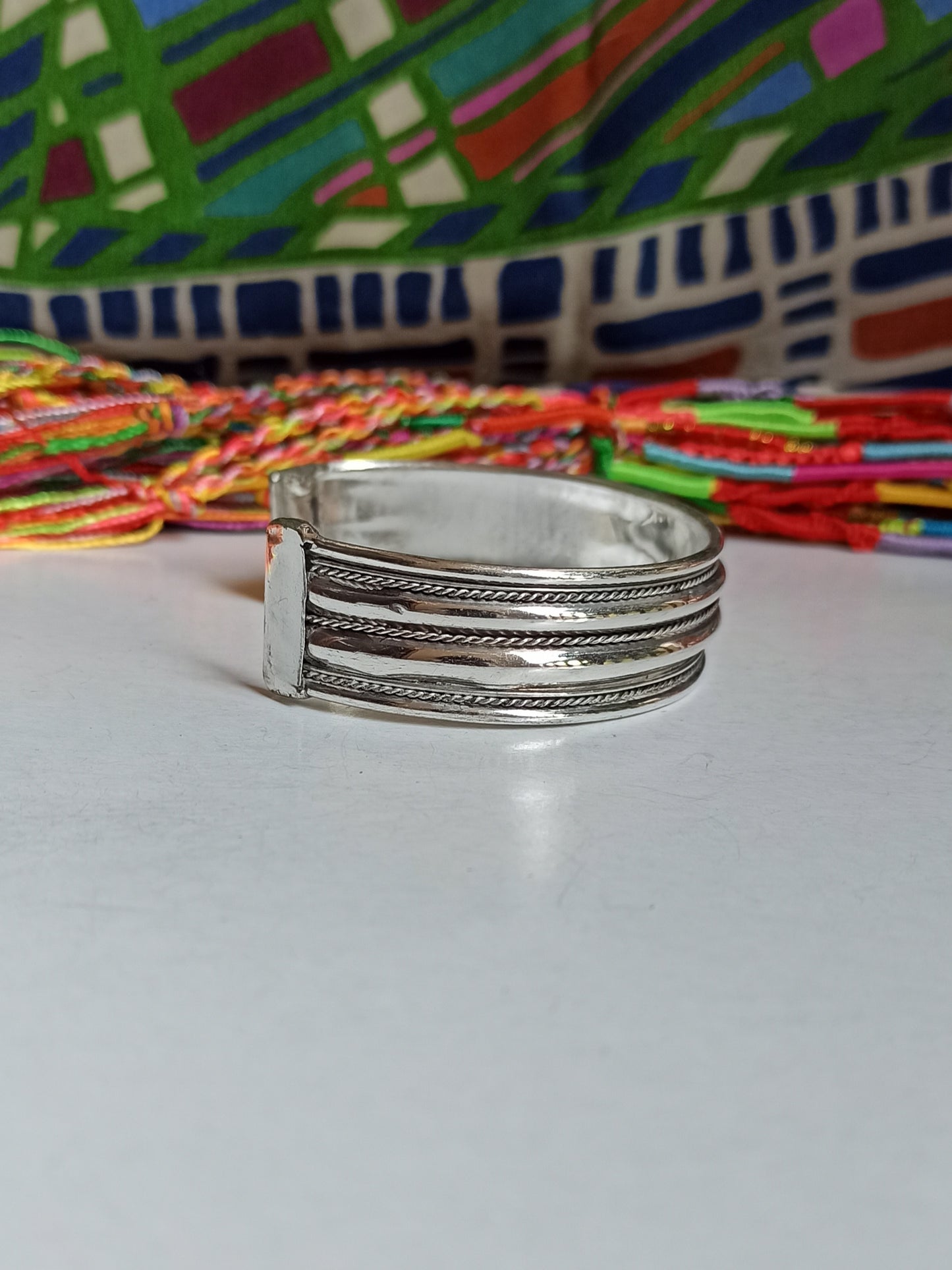 Thin silver bangle bracelet