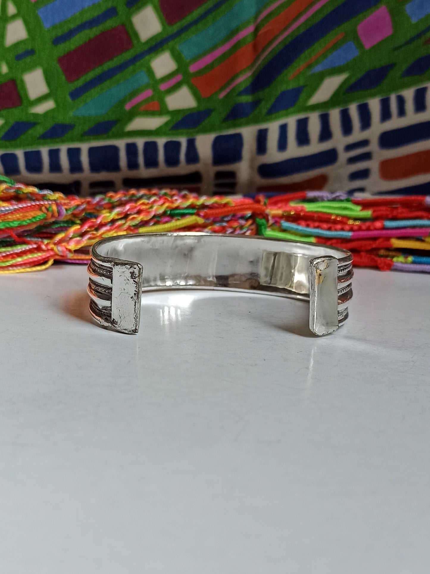 Thin silver bangle bracelet