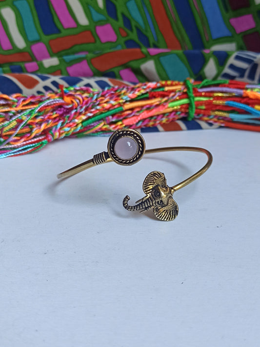 Pink elephant golden boho bracelet