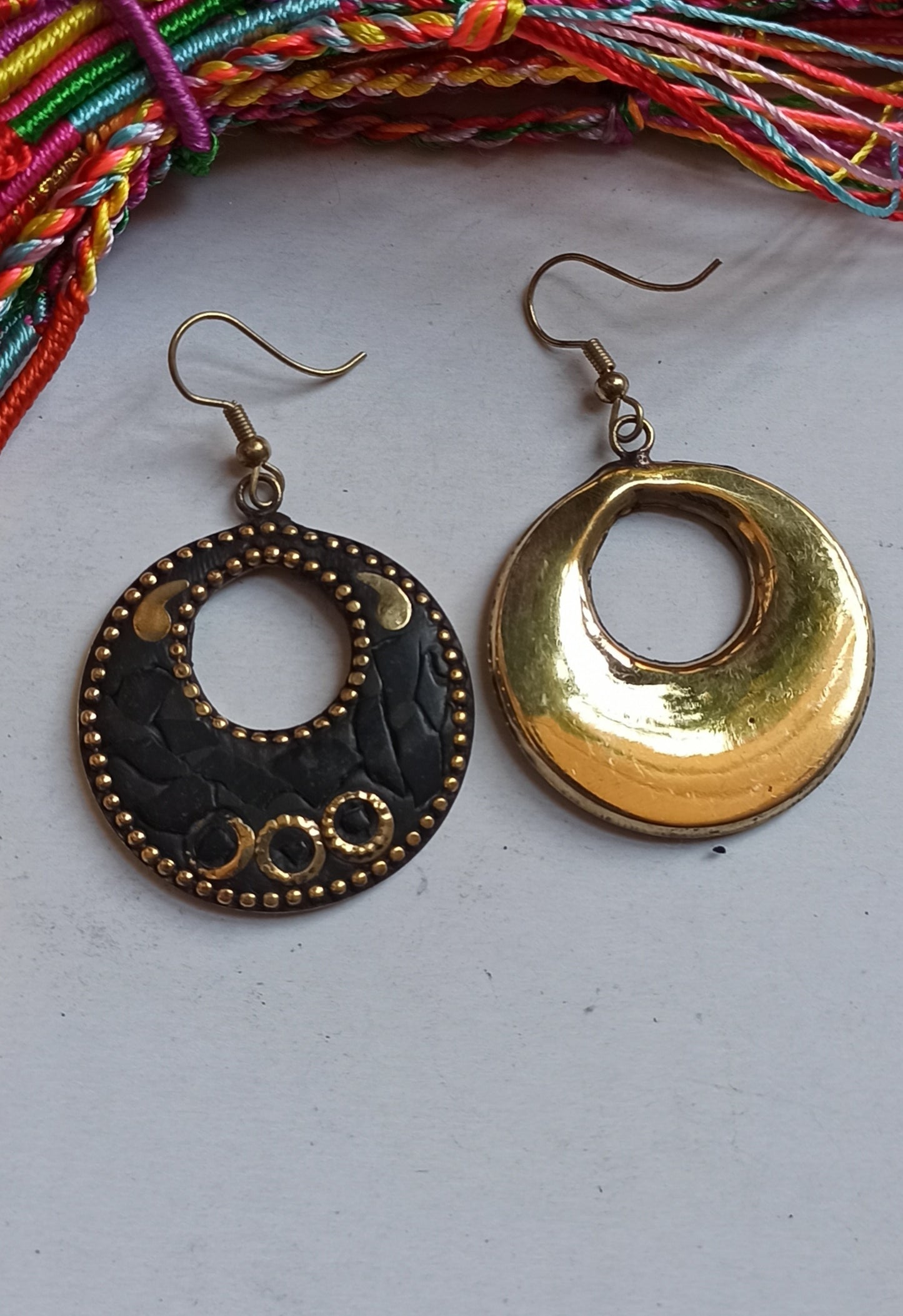 Black Nepalese mosaic earrings