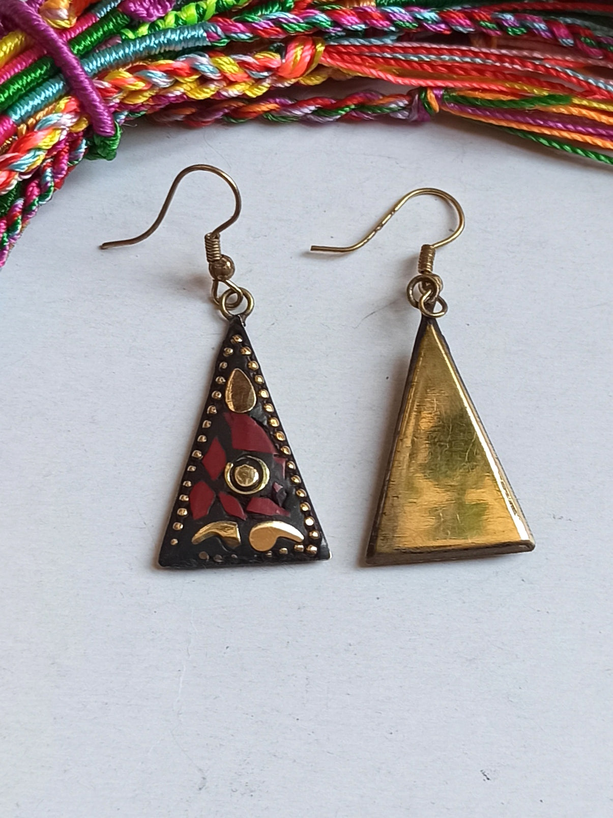 Red Nepalese mosaic earrings