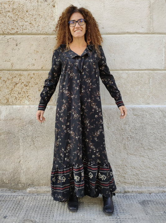 Schwarzes Boho-Kleid, Einheitsgröße
