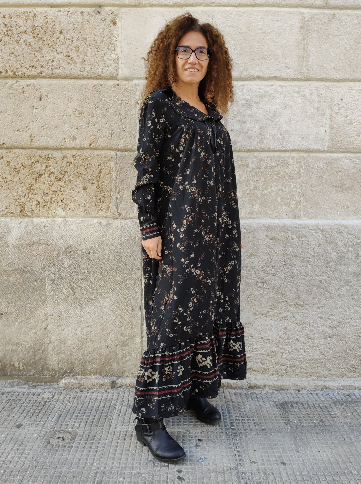 Black boho dress ONE SIZE