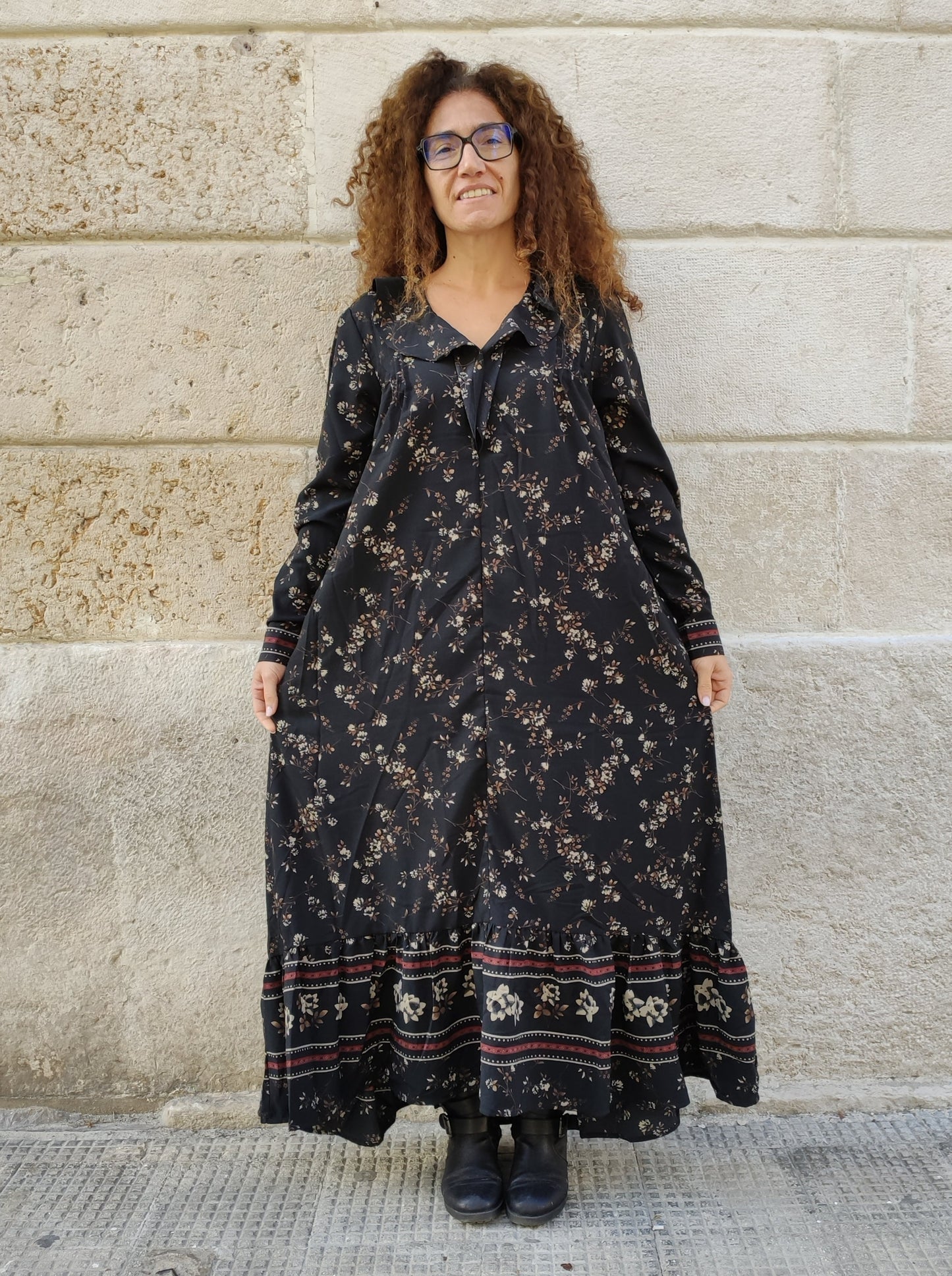 Black boho dress ONE SIZE