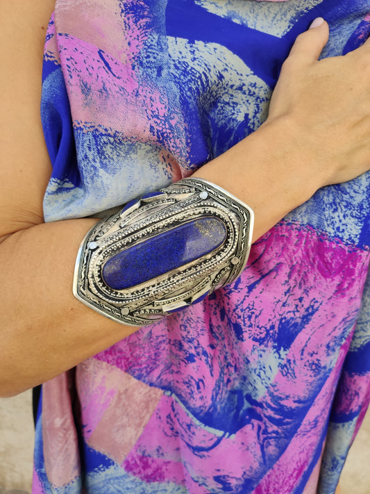 Antikes Vintage-Lapislazuli-großes offenes Armband