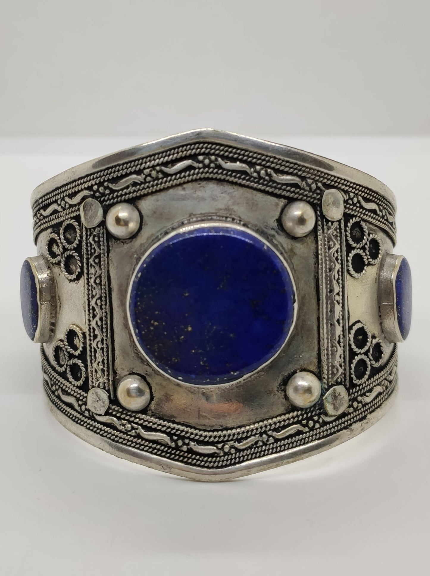 Antikes offenes Sklavenarmband aus Lapislazuli im Vintage-Stil