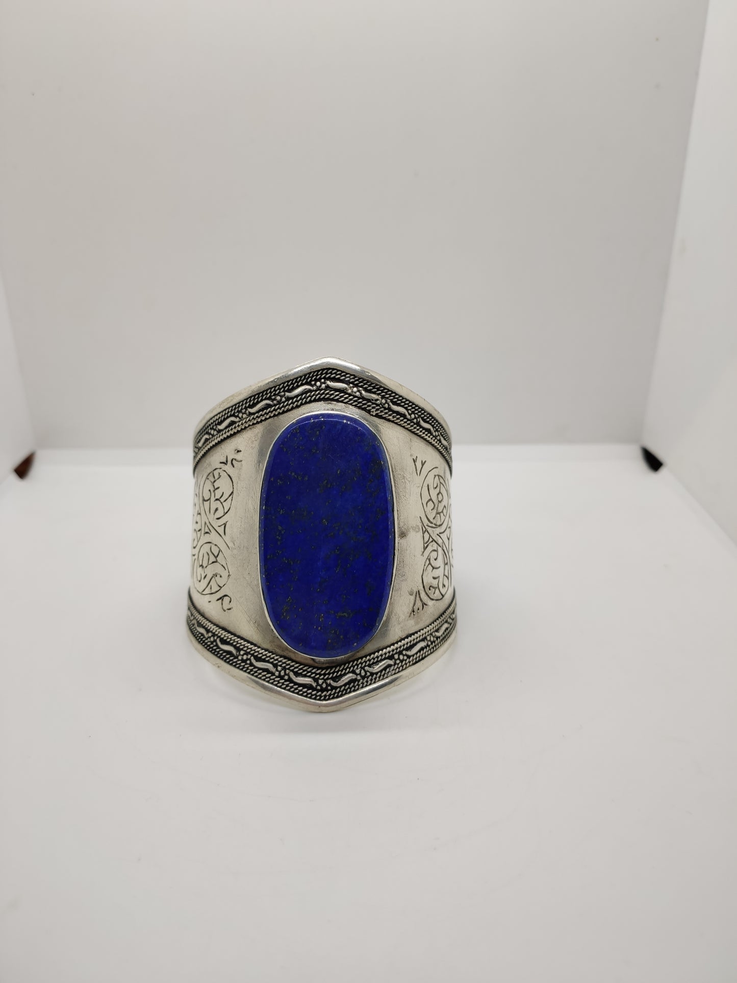 Antique vintage lapis lazuli open slave bracelet