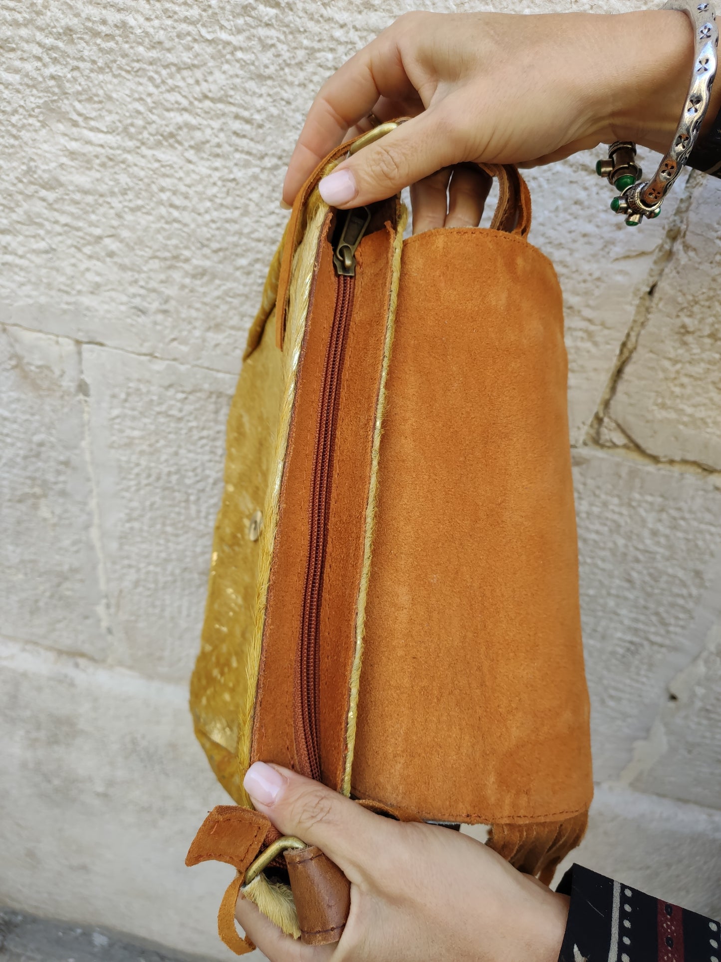 Brown leather shoulder bag with fringes cowgirl boho super outfit