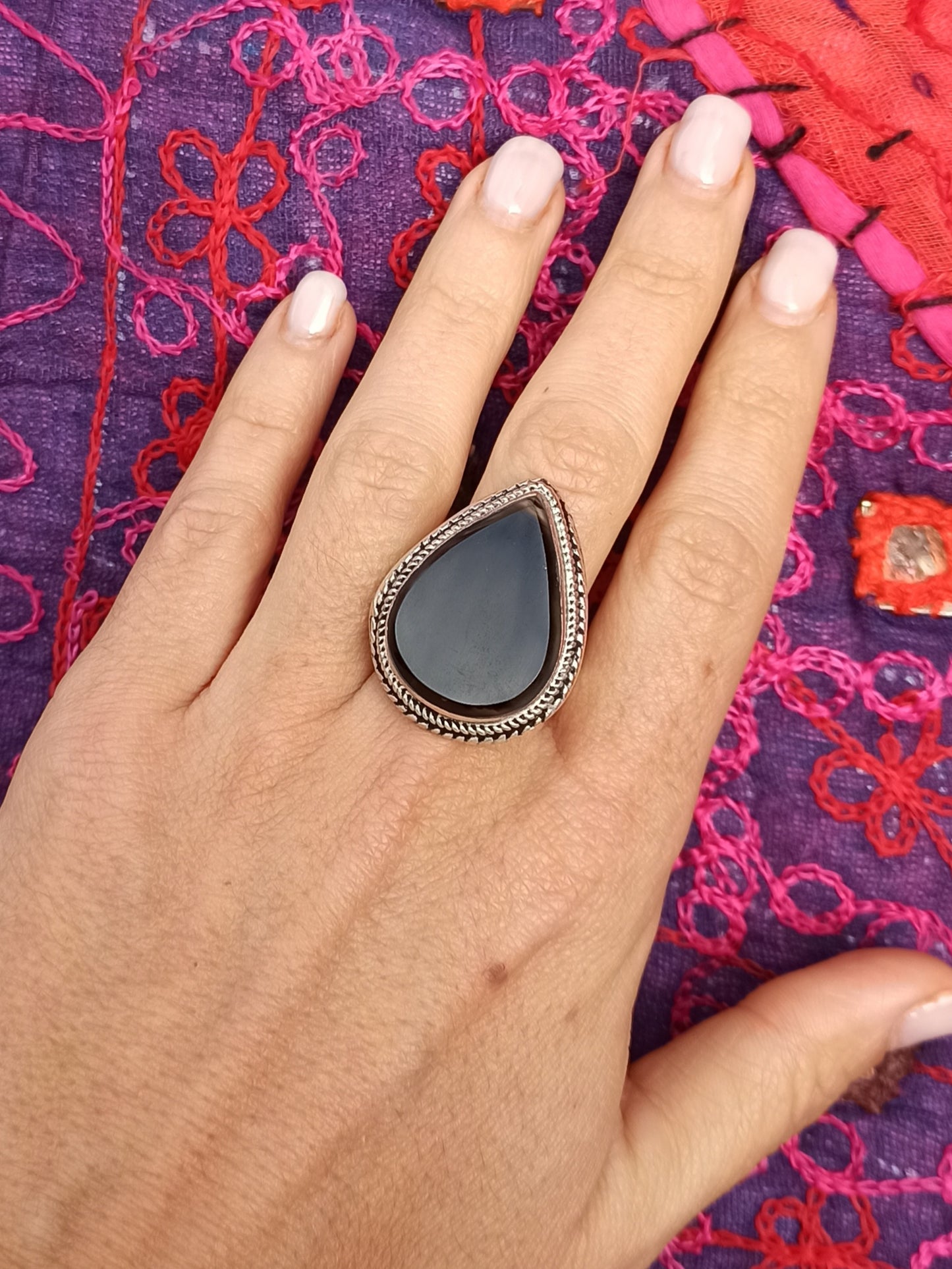 Antique vintage black onyx ring