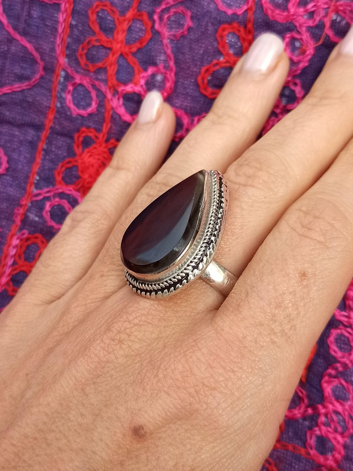 Antique vintage black onyx ring