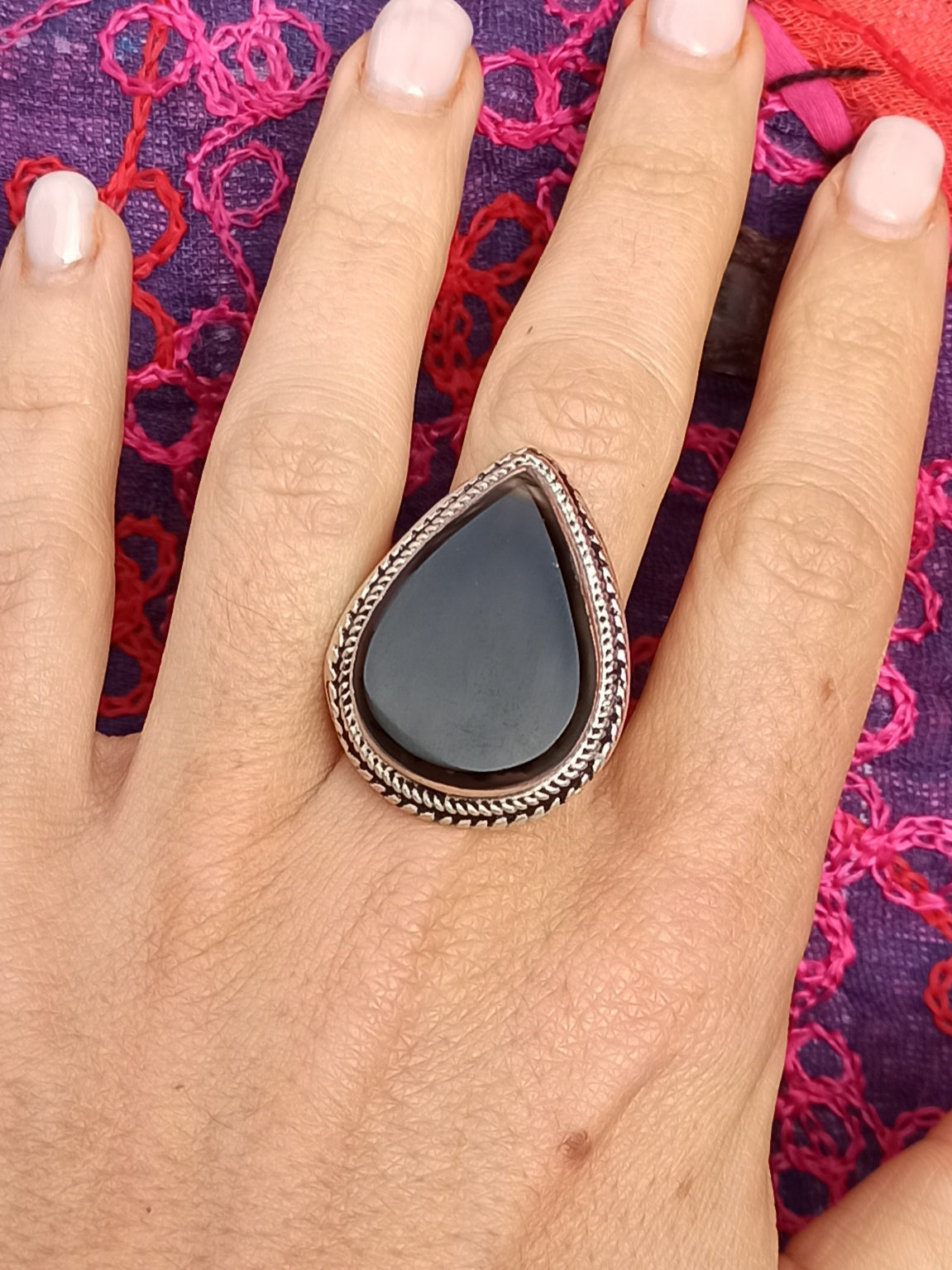 Antique vintage black onyx ring