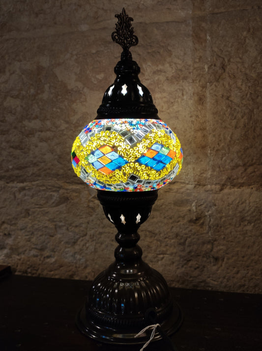 Turkish mosaic glass lamp, multicolor ethnic furniture 17B