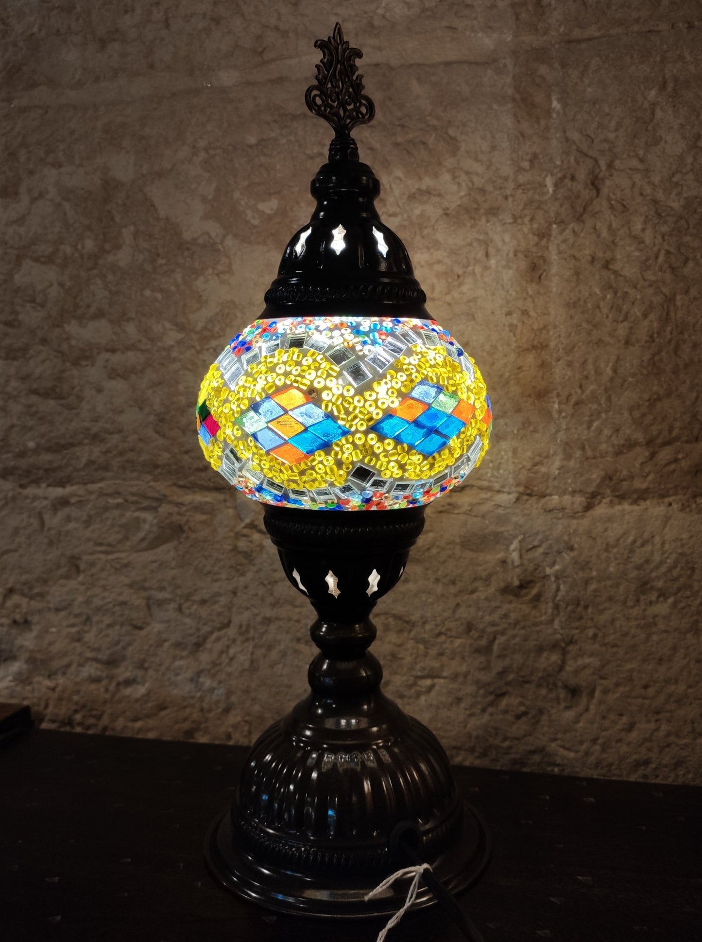 Turkish mosaic glass lamp, multicolor ethnic furniture 17B