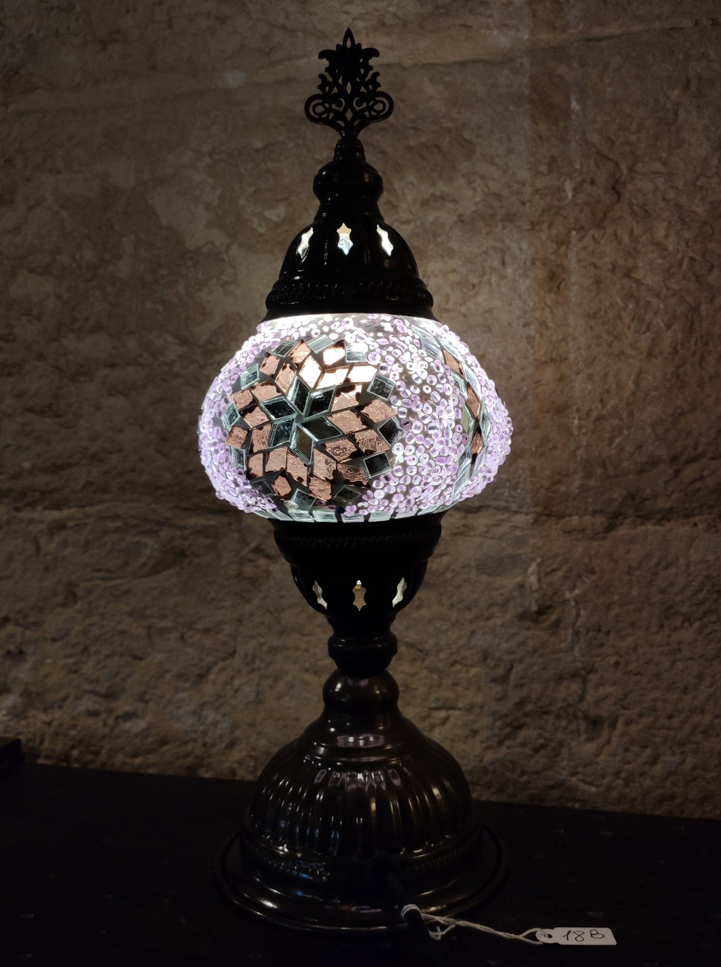 Turkish mosaic glass lamp ethnic decor pink 18B