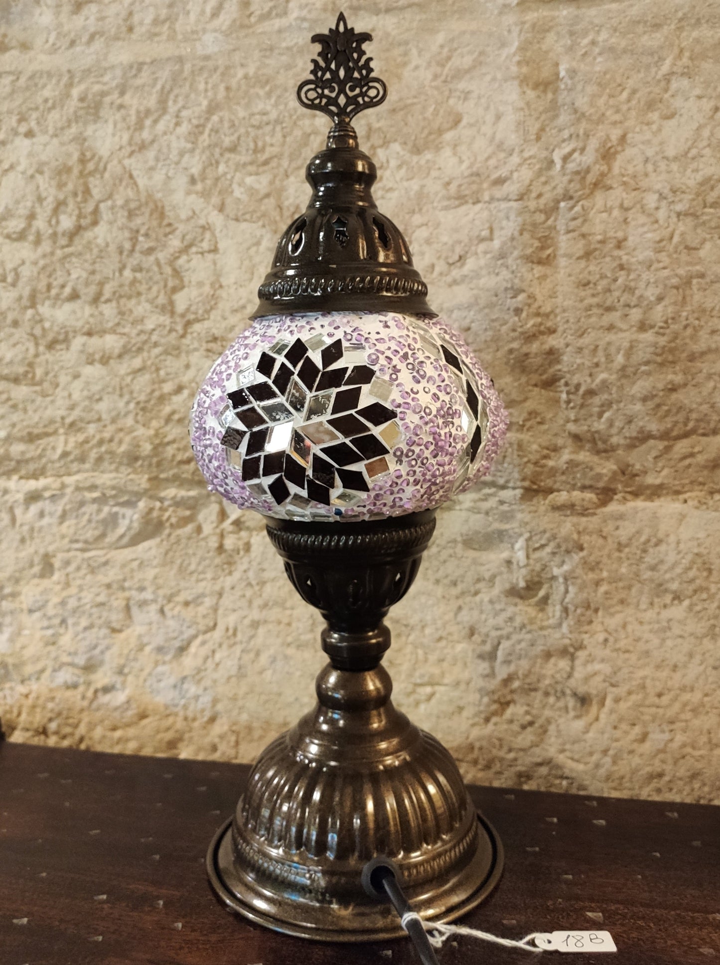 Turkish mosaic glass lamp ethnic decor pink 18B