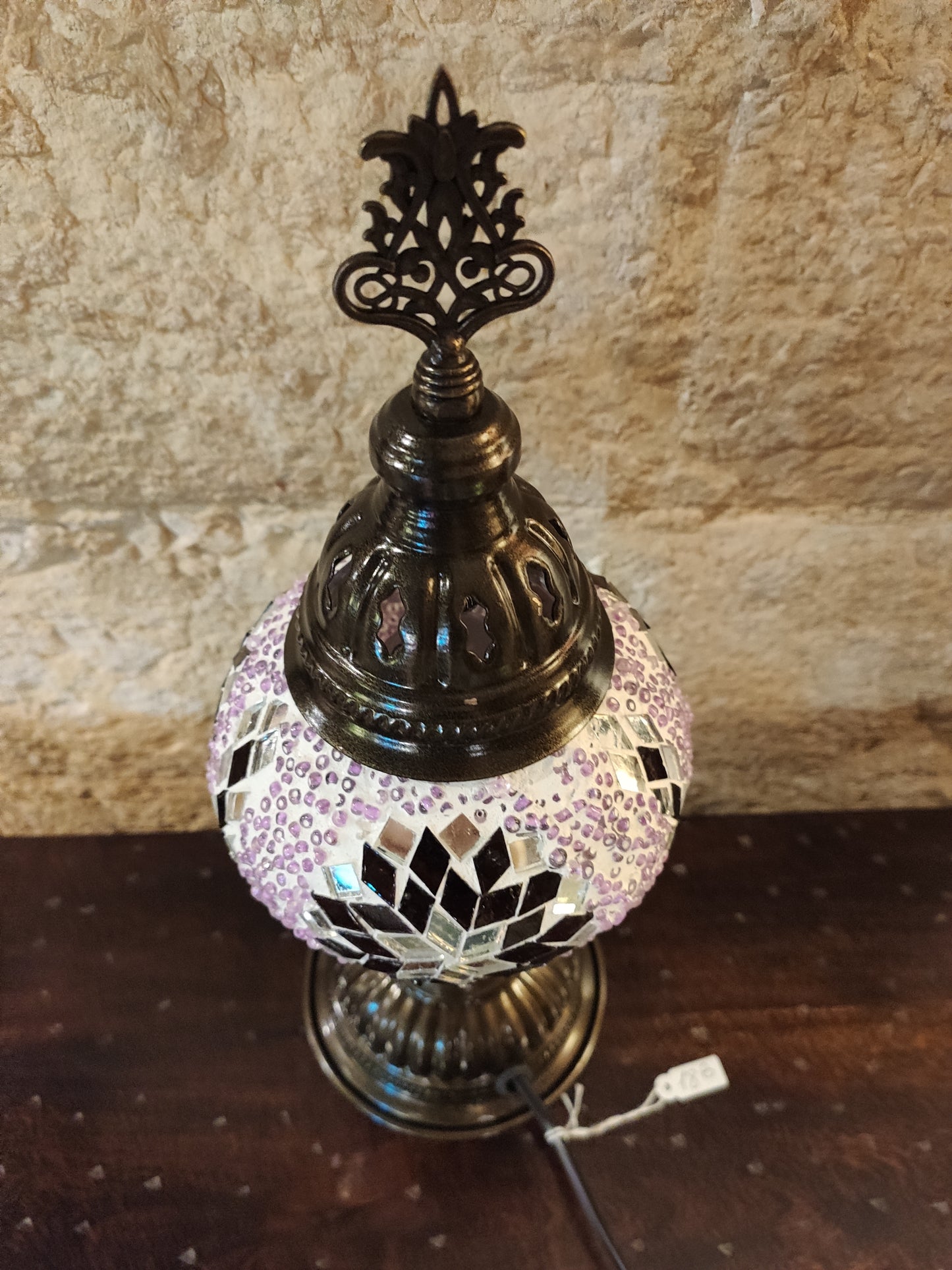 Turkish mosaic glass lamp ethnic decor pink 18B