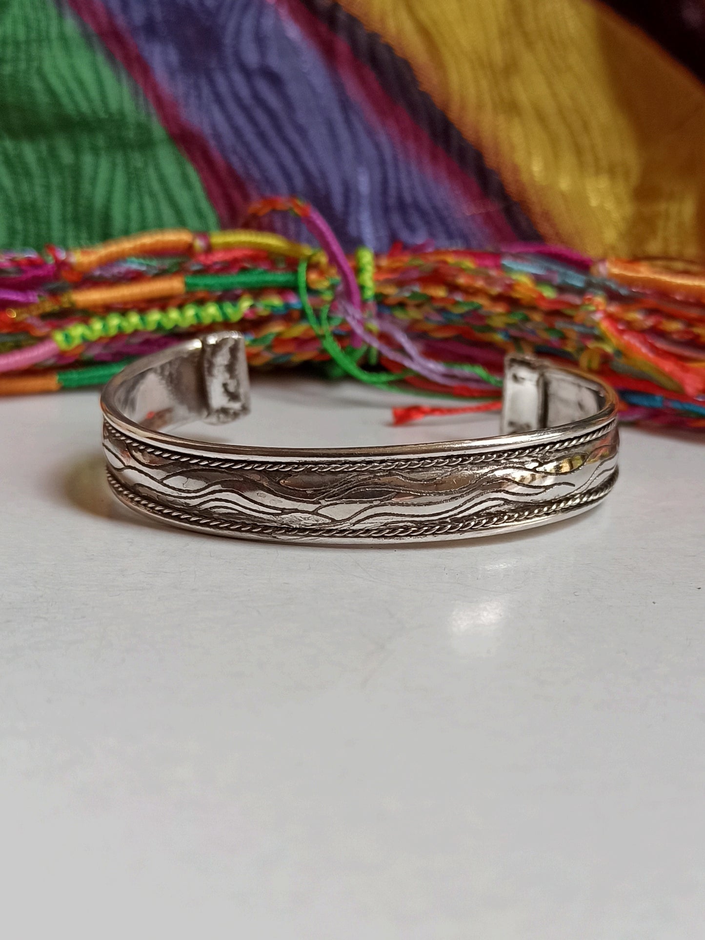 1cm silver wave bangle bracelet