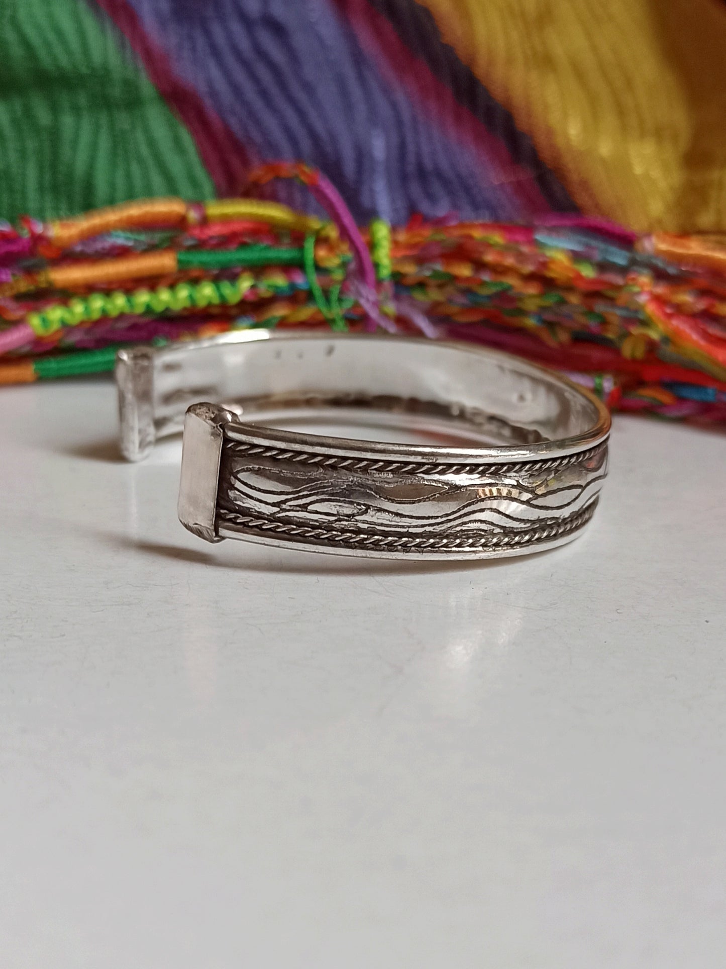 1cm silver wave bangle bracelet