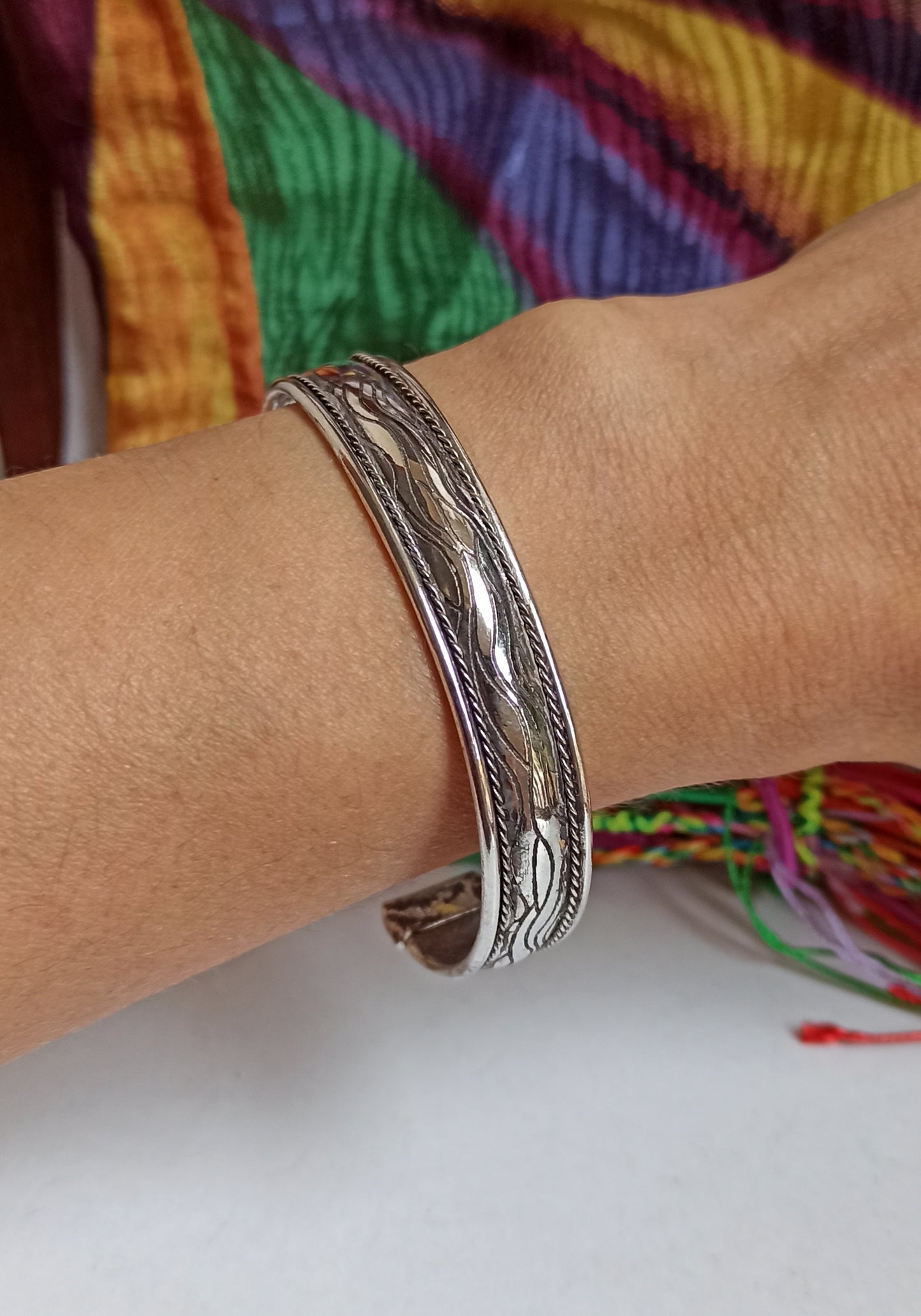 1cm silver wave bangle bracelet