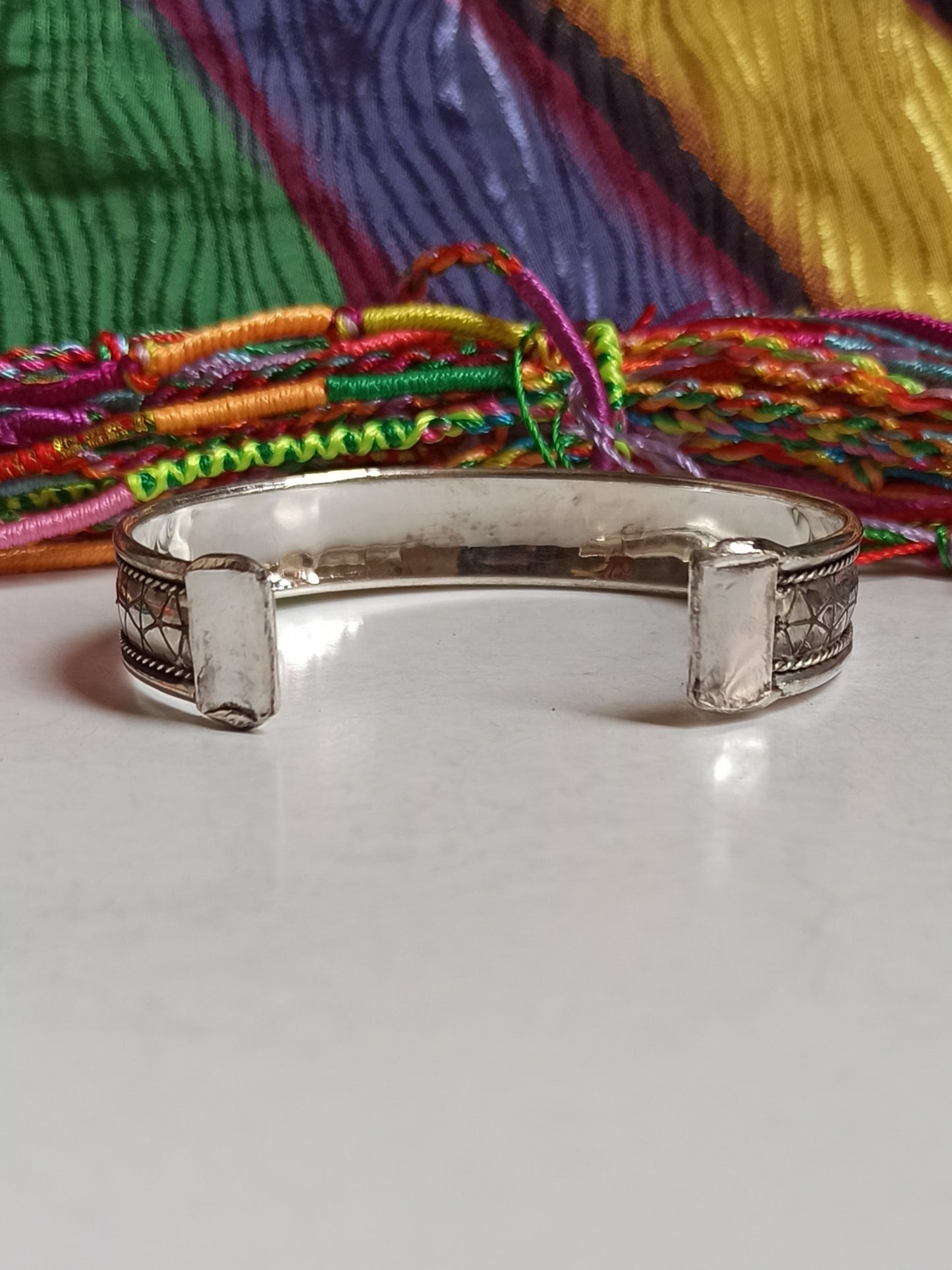 1cm silver mosaic bangle bracelet